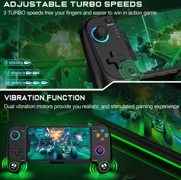 Геймпад для телефона MC100 Mobile Game Stretch Controller - беспроводной контроллер с RGB подсветкой для Android и iOS - Б/У - Фото 3 Геймпад для телефона MC100 Mobile Game Stretch Controller - беспроводной контроллер с RGB подсветкой для Android и iOS - Б/У - изображение 3