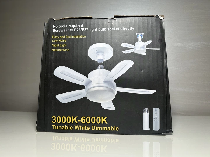 Потолочная люстра-вентилятор в патрон E27 Socket Fan Light AXW-SFL001 с пультом, светодиодная LED лампа-вентилятор - Б/У - изображение 7