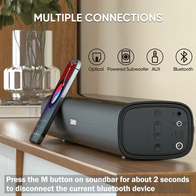 Саундбар Saiyin DS6301 Bluetooth Sound Bar for Smart TV, Компактна звукова панель акустична система для телевізора та - Б/В - зображення 2