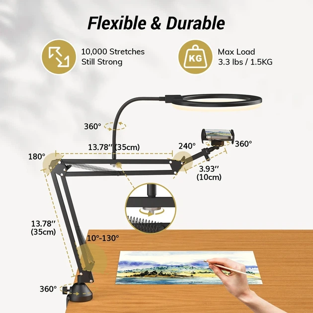 Студийный набор блогера TONOR TRL-20 Pro (Кольцевая LED лампа 10" + пантограф, держатель для телефона) - Б/У - изображение 2