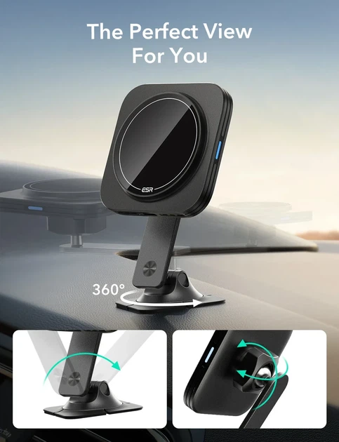 Автомобильный держатель с беспроводной зарядкой ESR Qi2 Wireless Dashboard Charger (HaloLock) 15W, магнитное для iPhone - Б/У - изображение 2