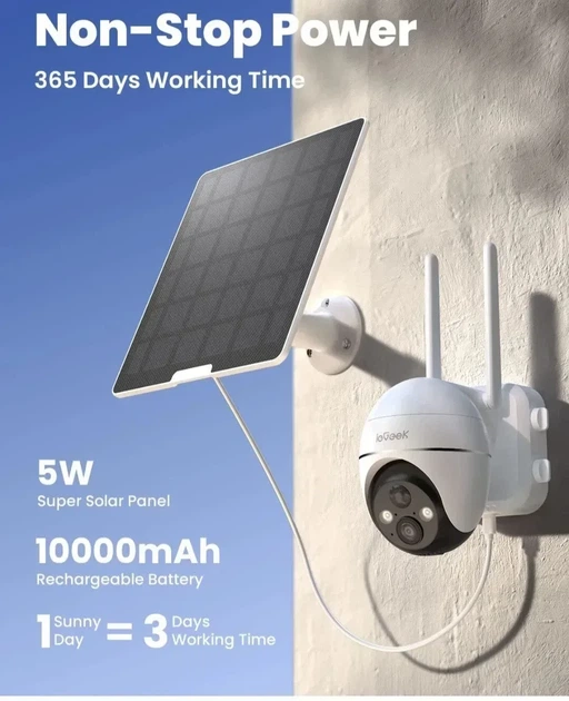 Автономна 4G LTE камера відеоспостереження ieGeek ZY-G1 на сонячній батареї, Бездротова поворотна PTZ IP-камера з - Б/В - зображення 4