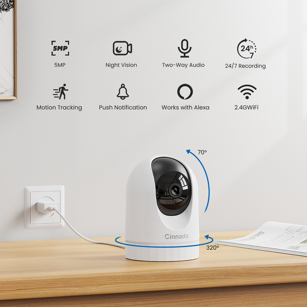 IP-камера відеоспостереження Cinnado D1 2K Wi-Fi поворотна з двостороннім аудіозв'язком - Б/В - зображення 3
