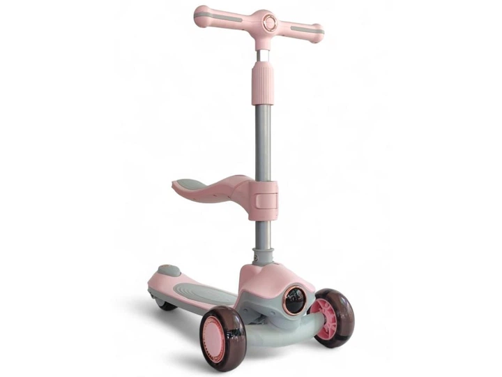 Дитячий самокат із сидінням Scooter Cosmo 2-в-1 із підсвіткою, музикою , рожевий - Фото 1 Дитячий самокат із сидінням Scooter Cosmo 2-в-1 із підсвіткою, музикою , рожевий - зображення 1