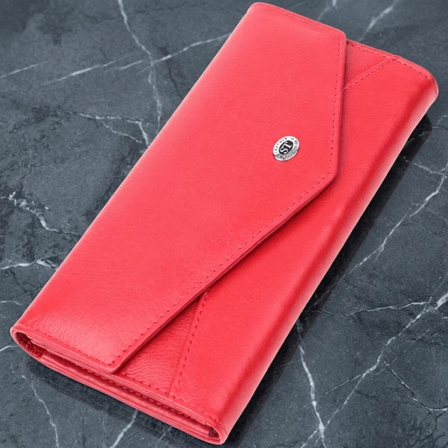 Женский большой горизонтальный кошелек из натуральной кожи ST Leather красного цвета с геометрическим клапаном и застежкой кнопкой (bg225fash45) - Фото 1 Женский большой горизонтальный кошелек из натуральной кожи ST Leather красного цвета с геометрическим клапаном и застежкой кнопкой (bg225fash45) - изображение 1