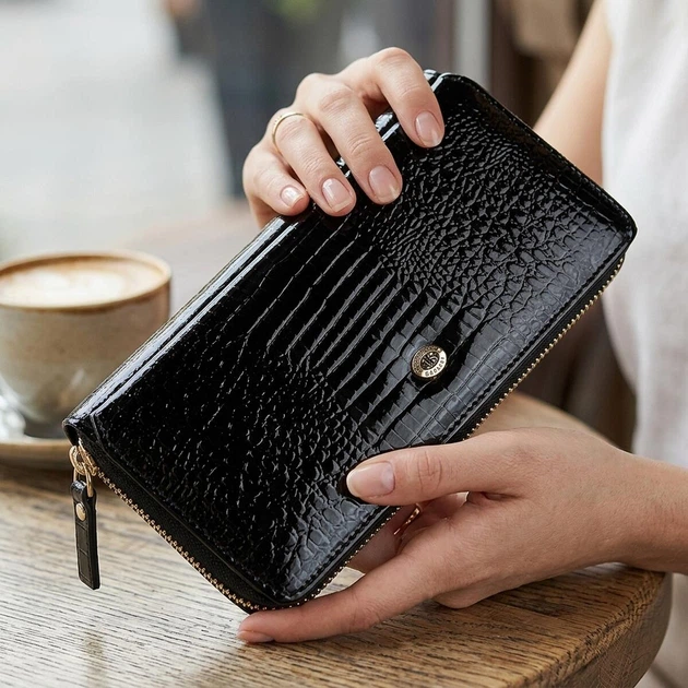 Гаманець для жінок ST Leather великий горизонтальний чорного кольору з натуральної шкіри (bg184fash37) - зображення 2