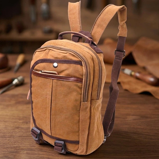 Сумка слинг через плечо мужская Vintage leather-21257 Коричневая - изображение 13