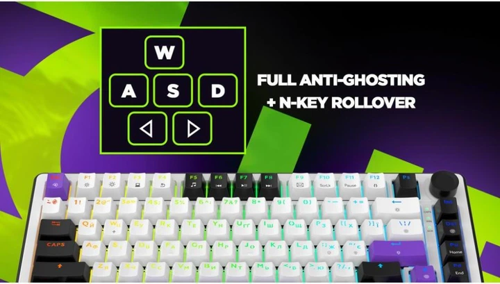 Клавиатура HATOR Hellyberry HK75 wireless White-Violet - Фото 4 Клавиатура HATOR Hellyberry HK75 wireless White-Violet - изображение 4
