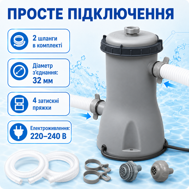 Картриджный фильтр-насос Bestway 58386 3028 л/ч тип II - изображение 5