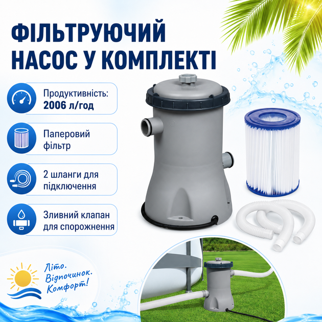 Каркасный бассейн Bestway 56406 Steel Pro MAX 305×76 см с фильтрующим насосом 58383 - изображение 5