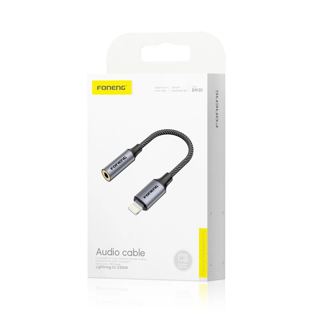 Кабель Foneng BM30 Metal Audio Cable (14cm) 3.5mm to Lightning - изображение 3