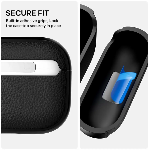 Чехол кожаный для защиты AirPods Pro 3 с кольцом черный - изображение 4