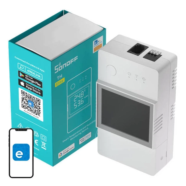 Реле Sonoff THR320D Wi-Fi 20A с датчиком температуры и влажности White (6920075777543) - Фото 1 Реле Sonoff THR320D Wi-Fi 20A с датчиком температуры и влажности White (6920075777543) - изображение 1