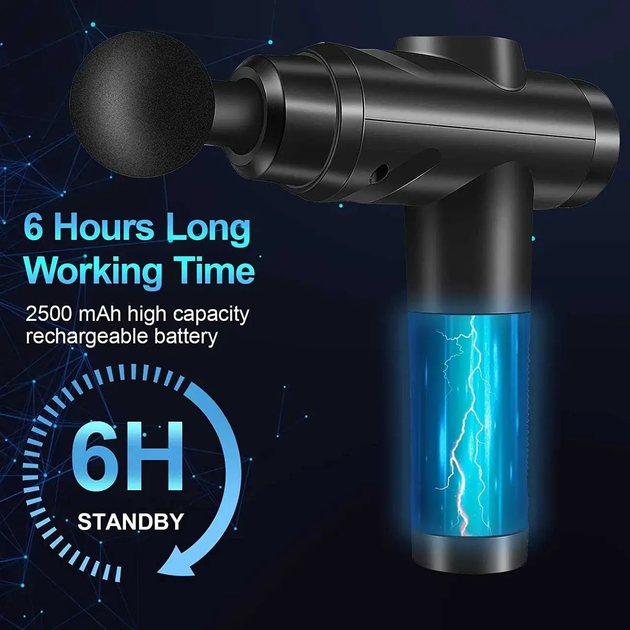 Вібраційний ударний м'язовий масажер Massage Gun Zerolia (30 швидкостей і сенсорний РК-екран) - изображение 3