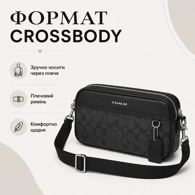 Сумка мужская через плечо Graham Crossbody серая - изображение 4