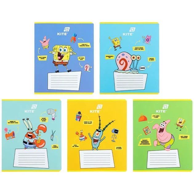 Тетрадь школьная Kite Sponge Bob SB26-234, 12 листов, линия - Фото 2 Тетрадь школьная Kite Sponge Bob SB26-234, 12 листов, линия - изображение 2