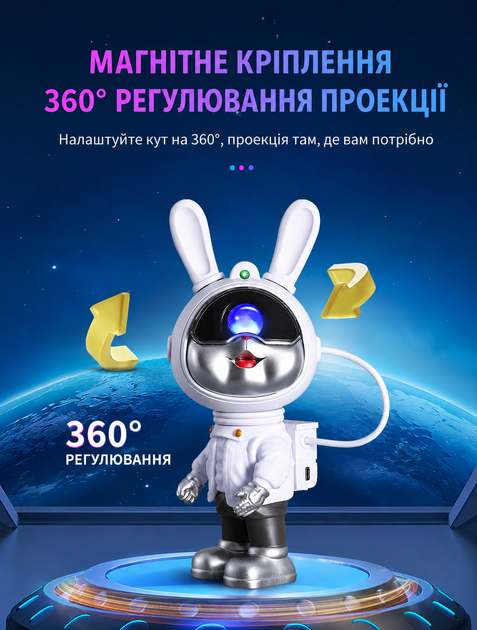 Ночник проектор звездного неба детский светильник с пультом управления LED проекция космоса звезд и туманностей смена цветов на батарейках для детской комнаты - изображение 3