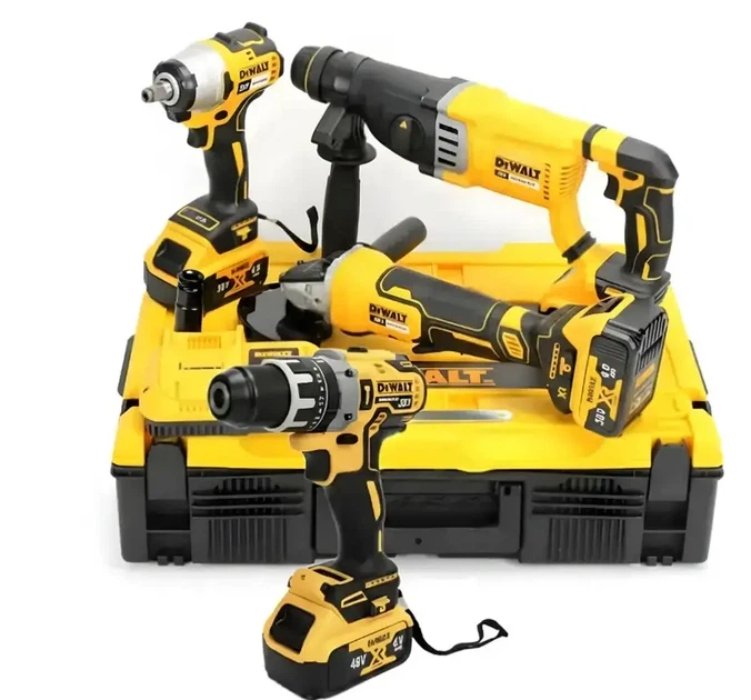Набор 4в1 в кейсе DeWalt (Шуруповер DCD996 + Болгарка DCG413 + Перфоратор DCH263 + Гайковерт DCF922) Шуруповерт аккумуляторный Дрель 48V/6Ah - изображение 7