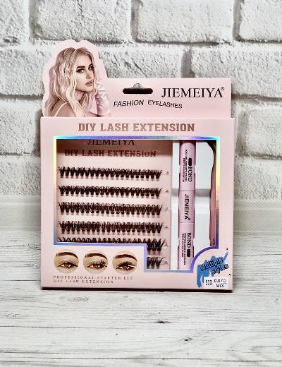 Набір пучкових вій із клеєм і пінцетом JIEMEIYA 924W-4 50D - Фото 1 Набір пучкових вій із клеєм і пінцетом JIEMEIYA 924W-4 50D - зображення 1