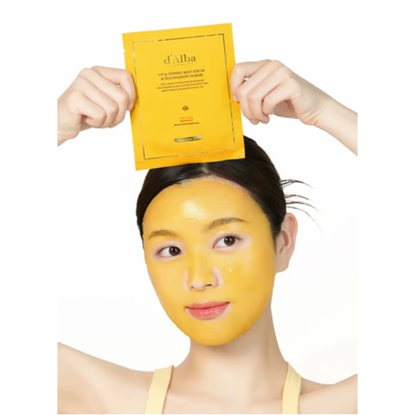 Сыворотка-маска D'ALBA Vita Toning Mist Serum & Niacinamide 5% Mask тонизирующая с ниацинамидом 5% 28 г - изображение 2