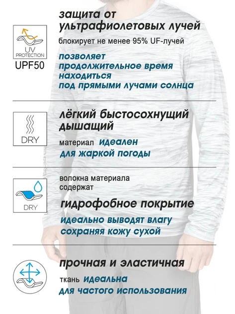 Реглан з захистом від "UV" Norfin SUN PRO DECK MESH (90%Ny,10%Spandex, сітка, UPF50+) / M (200997) 132002-M - изображение 7