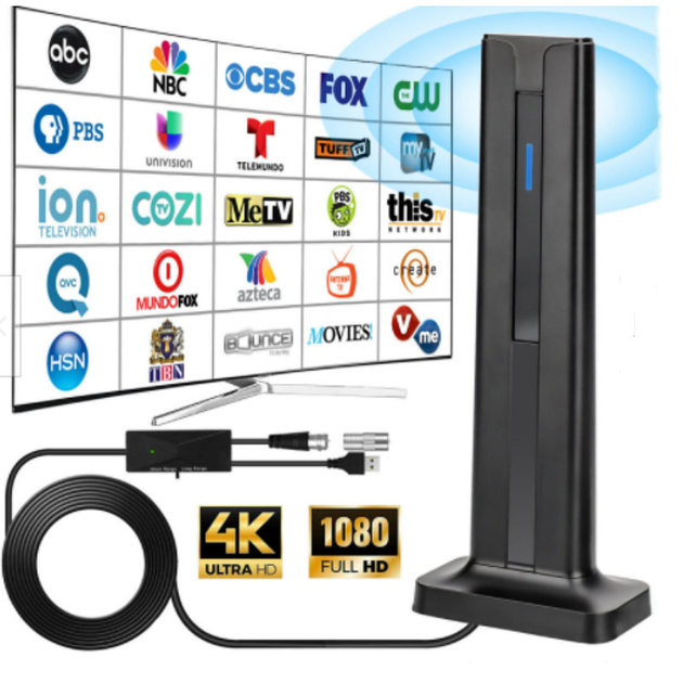 Цифровая комнатная антенна для Smart TV HDTV Amplified с усилителем сигнала 25dBi, кабель 5м, радиус 700+ км, Black - Фото 2 Цифровая комнатная антенна для Smart TV HDTV Amplified с усилителем сигнала 25dBi, кабель 5м, радиус 700+ км, Black - изображение 2