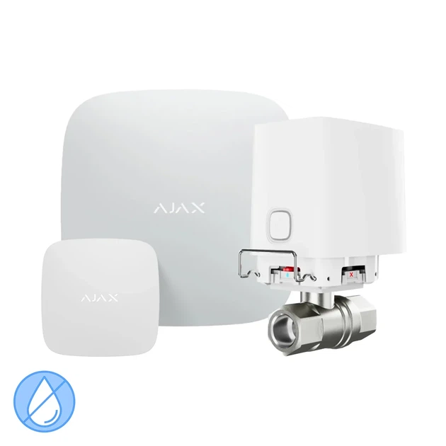 Комплект антипотоп Ajax: централь Hub2 (2G) + датчик затоплення LeaksProtect + кран перекриття води WaterStop 1/2" (DN15), білий - Фото 1 Комплект антипотоп Ajax: централь Hub2 (2G) + датчик затоплення LeaksProtect + кран перекриття води WaterStop 1/2" (DN15), білий - зображення 1