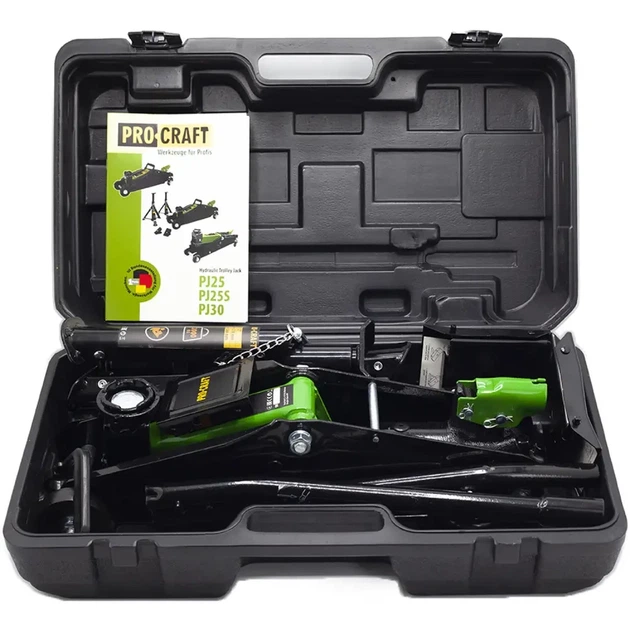Гидравлический подкатной домкрат Procraft PJ25S в кейсе и с 2 подставками. Высота от 135мм до 366мм - изображение 4