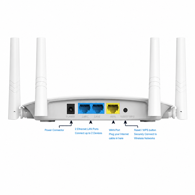 Маршрутизатор LB-LINK WR450D, N300, Wi-Fi 2.4 ГГц, до 300 Мбіт/с, 4 антени - изображение 3