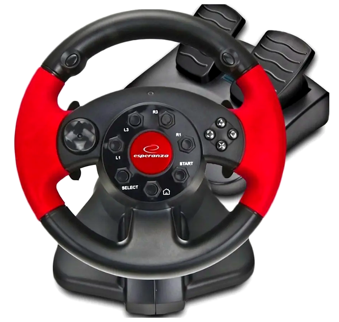 Игровой руль с вибрацией 180 градусов для ПК и PlayStation 2 3 комплект педалей Esperanza CS-0408 - Фото 6 Игровой руль с вибрацией 180 градусов для ПК и PlayStation 2 3 комплект педалей Esperanza CS-0408 - изображение 6