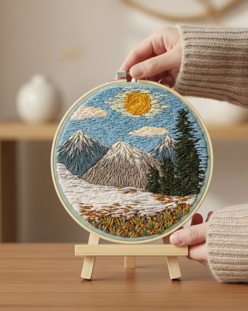 Набор для вышивки гладью Brushme "Тишина высоких гор" 20x20 EMBR005 - изображение 4