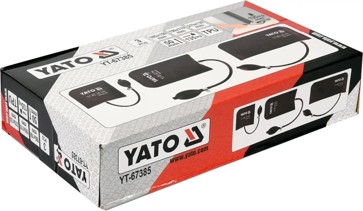 Подушки монтажні, надувні YATO: навант.-135кг, висота-50 мм, 270х130/ 165х150/ 190х110 мм, 3 шт [48] (YT-67385) - зображення 2