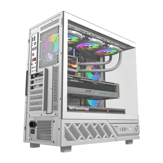 Корпус компьютера DarkFlash DS950V White с дисплеем + 6 вентиляторов - изображение 4