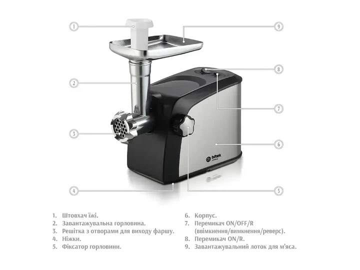 Електрична м'ясорубка 4200Вт BITEK BT-3700 - зображення 7
