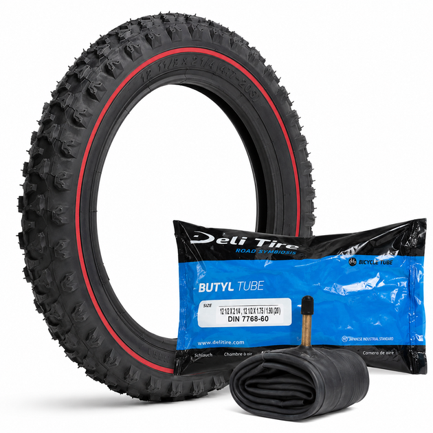Комплект покрышка и камера велосипедная Deli Tire 12×1.75 (47х203) S-186 (Индонезия) для детского велосипеда (COPY) - Фото 2 Комплект покрышка и камера велосипедная Deli Tire 12×1.75 (47х203) S-186 (Индонезия) для детского велосипеда (COPY) - изображение 2