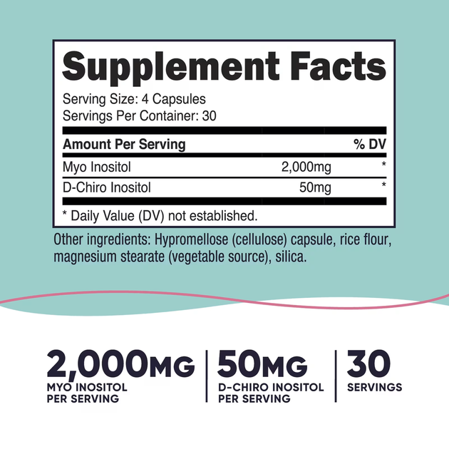 Инозитол Nutricost Myo & D-Chiro Inositol for Women 120 капсул, мио и D-хиро инозитол 40:1 для женщин - Фото 3 Инозитол Nutricost Myo & D-Chiro Inositol for Women 120 капсул, мио и D-хиро инозитол 40:1 для женщин - изображение 3