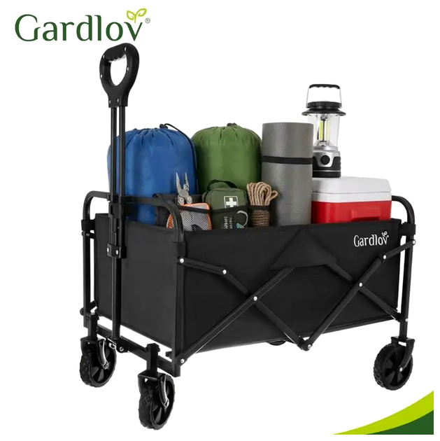 Складная садовая тележка 90 л 100 кг для дачи и кемпинга черная Gardlov СS-0574 - изображение 3