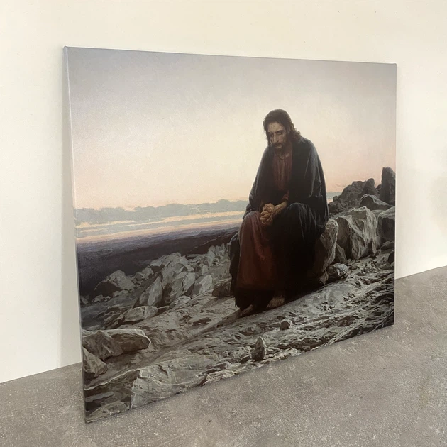 Интерьерная картина Христос в пустыне, Иван Крамской, Ivan Kramskoy, Christ in the Wilderness, христианская живопись, 60×75 см (id6670) - изображение 4