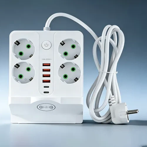 Сетевой фильтр-удлинитель Q370/PNS-07 5м 4 розетки 4USB 2Type-C PD беспроводная зарядка Qi белый - Фото 4 Сетевой фильтр-удлинитель Q370/PNS-07 5м 4 розетки 4USB 2Type-C PD беспроводная зарядка Qi белый - изображение 4
