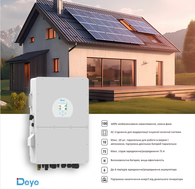 Гибридный инвертор Deye SUN-30K-SG02HP3-EU-AM3 - Фото 3 Гибридный инвертор Deye SUN-30K-SG02HP3-EU-AM3 - изображение 3