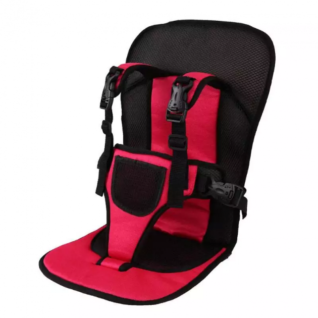 Портативное бескаркасное детское автокресло Child Seats Универсальное удобное авто кресло ребенку в машину до 25 кг Красный - изображение 2
