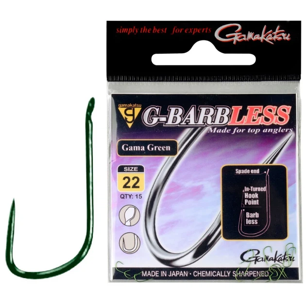 Крючок Gamakatsu G-Barbless Gama Green №18 (15шт/уп) green - Фото 1 Крючок Gamakatsu G-Barbless Gama Green №18 (15шт/уп) green - изображение 1