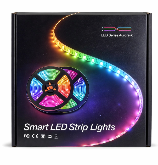 Світлодіодна led rgb стрічка smd 5050 самоклеючій основі з пультом і блоком живлення вологостійка лед діодна гірлянда 10 метрів для декоративного підсвічування кімнати - зображення 14