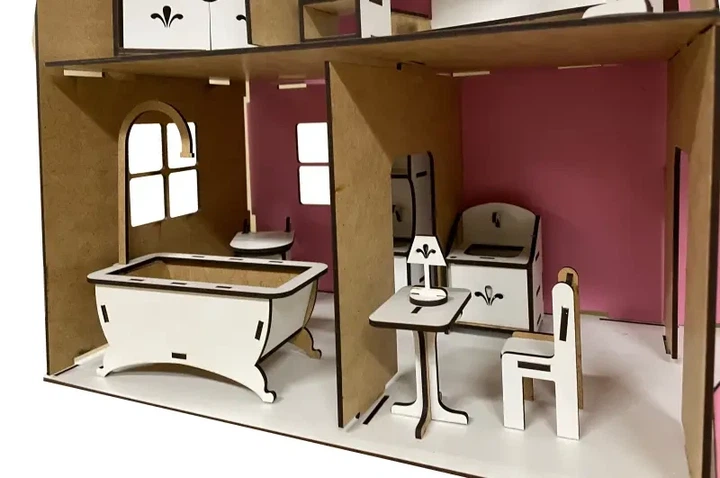 Деревянный кукольный домик TREE HOUSE с мансардой розовый - изображение 2