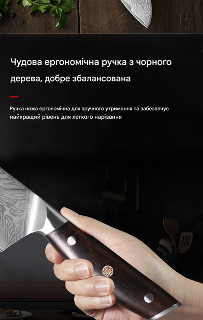 Профессиональный японский шеф-нож TURWHO 8 дюймов (20.5см) из кованой дамасской стали VG10 и элитного черного дерева - Фото 2 Профессиональный японский шеф-нож TURWHO 8 дюймов (20.5см) из кованой дамасской стали VG10 и элитного черного дерева - изображение 2