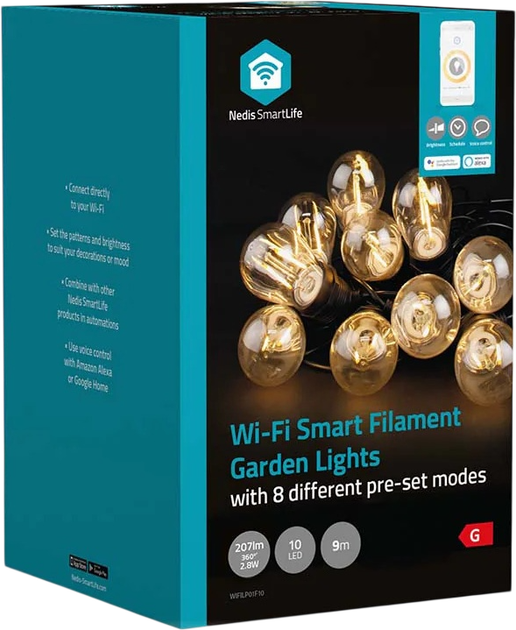 Lampki dekoracyjne Nedis SmartLife Warm White Wi-Fi WIFILP01F10 9 m (5412810417339) - obraz 3