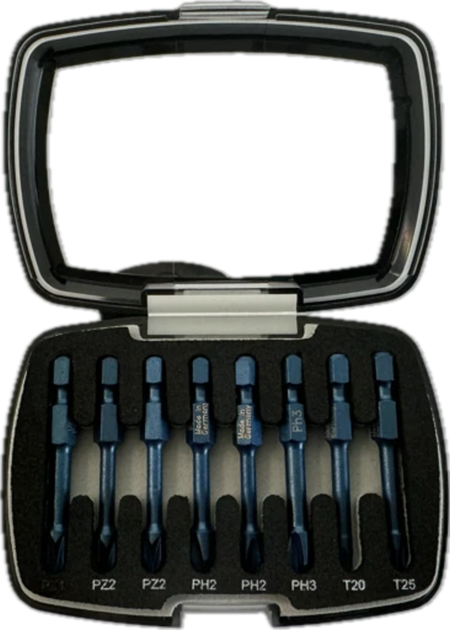 Набор бит USH Blue Shock 1/4" x 50 мм PH2 PH3 PZ2 PZ3 T20 T25 8 предметов U0004208 - Фото 2 Набор бит USH Blue Shock 1/4" x 50 мм PH2 PH3 PZ2 PZ3 T20 T25 8 предметов U0004208 - зображення 2