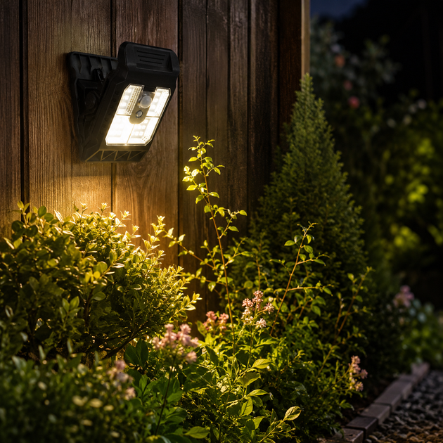 Аккумуляторная LED лампа-прищепка 61177 с датчиком движения, солнечной панелью и USB зарядкой для дома и сада - изображение 2
