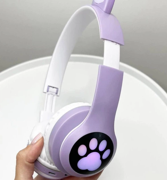 Беспроводные детские наушники с ушками Cat Ear фиолетовые - изображение 3