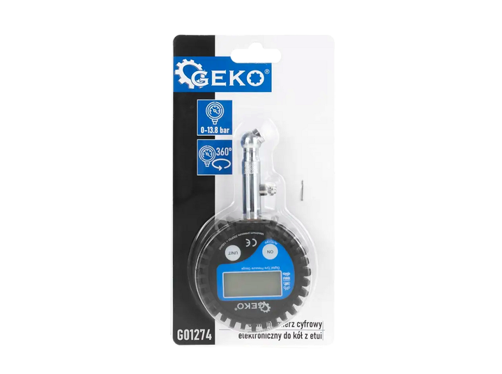 Цифровой манометр для шин 0-200 psi 360° поворотная головка 1 шт Geko HE0674 - изображение 6